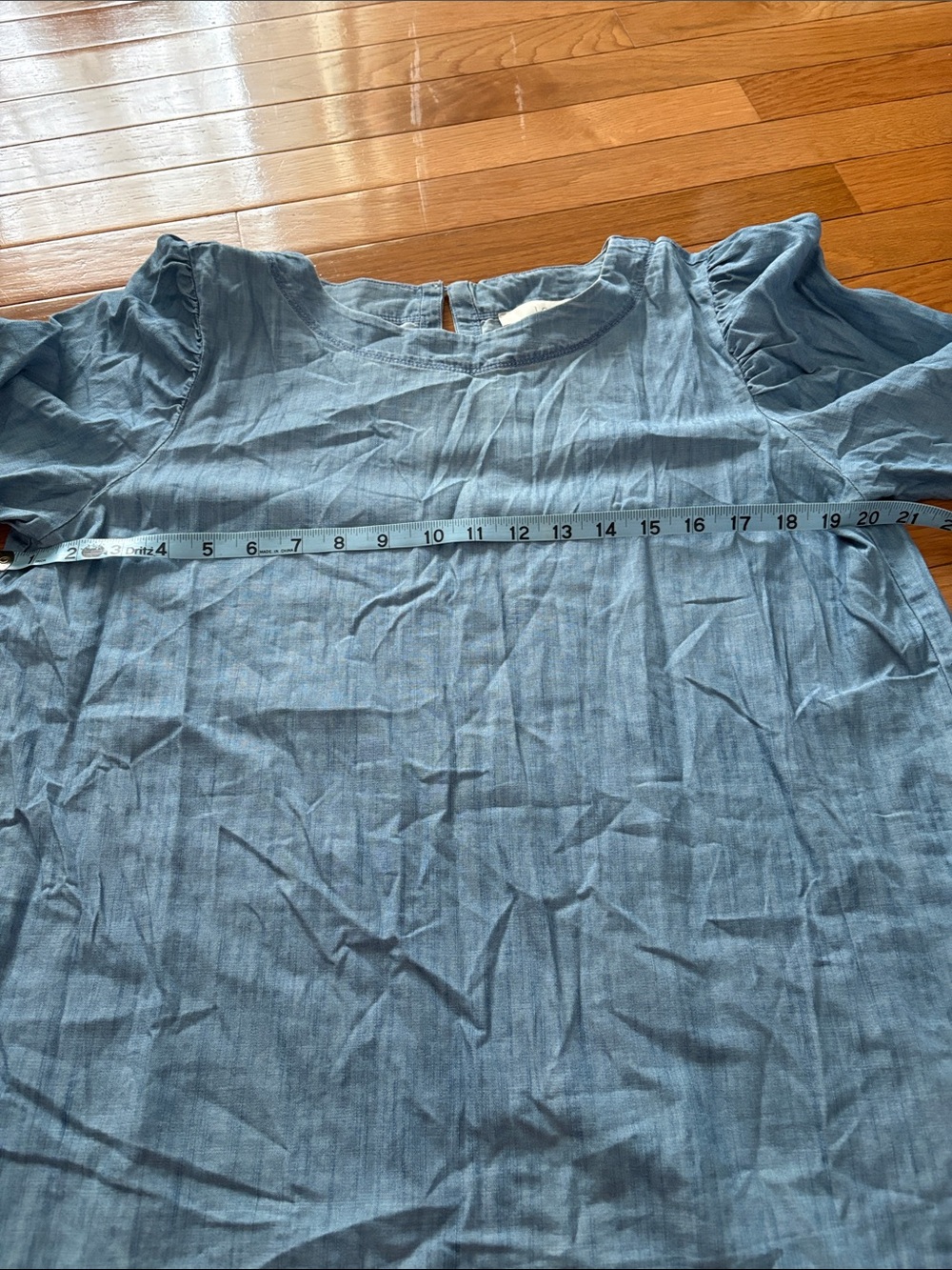 LOFT Light Blue Chambray Puff-Sleeve Blouse - Picture 6 of 9